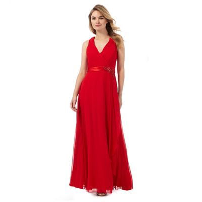 No. 1 Jenny Packham Bright red waterfall evening dress